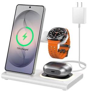 lot 8249 image: Aresh Samsung 3-in-1 Wireless Charging Station Foldable with Nightlight 15W