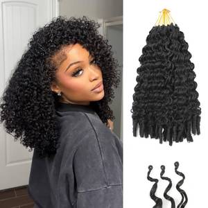 lot 8252 image: Fuchangzai Burmese Curly Crochet Hair Pre-Looped 14 Inch 1B 8 Packs