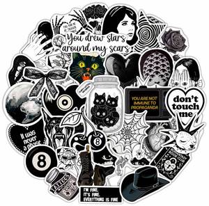 lot 8261 image: BulbaCraft 100 Pcs Black Aesthetic Vinyl Stickers Laptop Decals