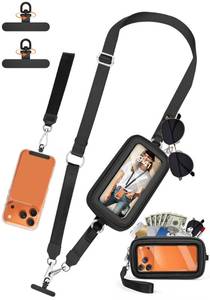 lot 8263 image: Takyu Phone Strap Crossbody with Detachable RFID Wallet, 47.2-63 In