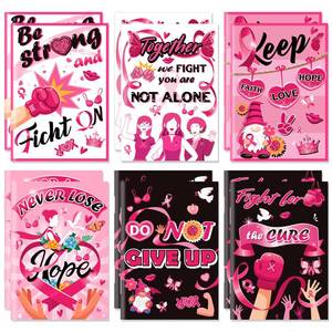 lot 8265 image: HOWAF Breast Cancer Awareness Pink Ribbon Mini Notepads 24 Pack 6 Designs
