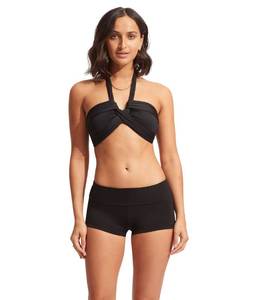 lot 8268 image: Seafolly Womens High Waisted Roll Top Boyleg Bikini Bottom Swimsuit - SIZE 16