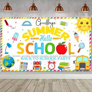 lot 8297 image: PTFNY Goodbye Summer Hello School Backdrop Banner 70 x 45 Inch