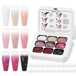 lot 8304 image: MIZHSE Patting Gel Polish Palette 9 Neutral Colors Ombre Nail Art