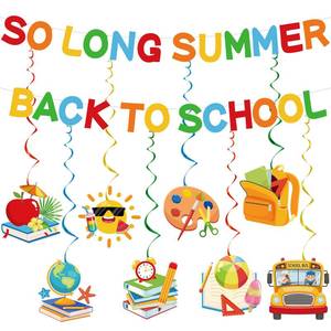 lot 8305 image: Hokinaa Back to School Decorations 10 Pcs Hanging Banner and Swirl Set