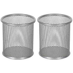 lot 8310 image: EasyPAG Mesh Metal Pencil Holder Desk Organizer 2 Pack Silver