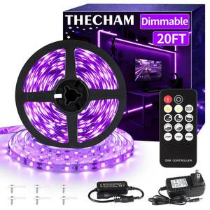 lot 8339 image: THECHAM Black Light LED Strip 20ft with Remote and Dimmable Control