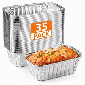 lot 8347 image: Cupplation Disposable Aluminum Loaf Pans 1 lb, 6x3.5x2 in, 35 Pack