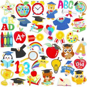 lot 8358 image: AUGSUN Graduation Iron On Patches 36 Pcs Embroidered Kids Applique