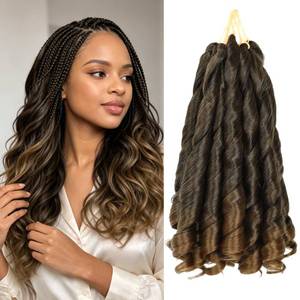 lot 8360 image: ZAVIDE Human Hair Blend French Curl Braiding Hair 12 Inch 8 Packs T27