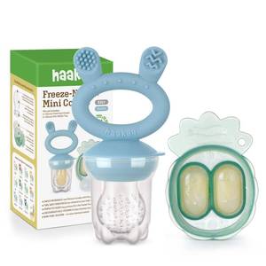 lot 8370 image: Haakaa Baby Silicone Fruit Food Feeder & Freezer Tray Combo, Sky Blue