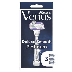 lot 8378 image: Gillette Venus Deluxe Smooth Platinum Womens Razor 5-Blade with 3 Refills