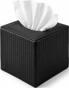 lot 8385 image: Losimna Black Square PU Leather Tissue Box Cover with Magnetic Bottom