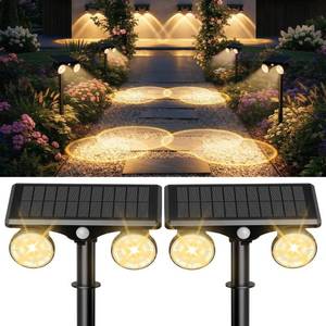 lot 8396 image: POOWUUDT Solar Spot Lights IP65 Outdoor Motion Sensor 2 Pack