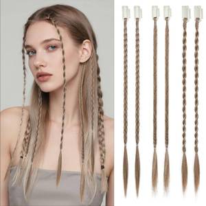 lot 8426 image: XUENMB Clip In Braid Hair Extensions 6 Pcs 23 Inch Dark Blonde