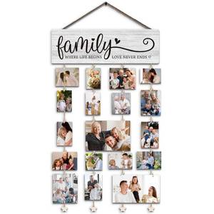 lot 8431 image: Photo Hanging Display Rack 15.7 x 5.1 Inch Wooden Collage Board