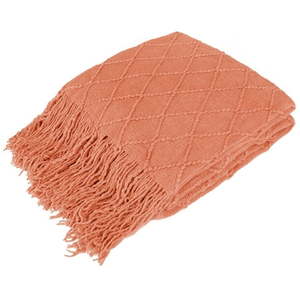 lot 8437 image: Pavilia Knit Throw Blanket Coral Orange 60x80 Twin