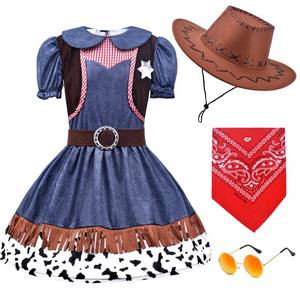 lot 8447 image: ZZIHAN Toddler Cowgirl Costume Dress-Up Outfit for Girls, Ages 3-4