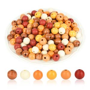 lot 8470 image: AllReal Wooden Beads 240 Pcs 0.63 in 6 Colors Fall Set