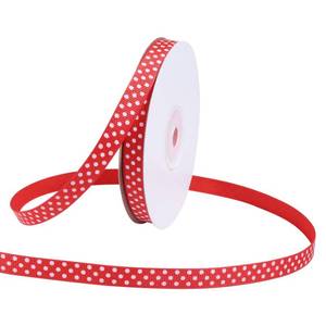 lot 8471 image: Loomesh Polka Dot Grosgrain Ribbon 38 Inch Red and White 25 Yards
