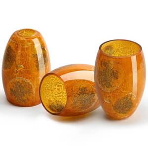 lot 9012 image: Oval Glass Lamp Shade Cover for Kitchen Pendant Light over Island, Orange Stone Crackle Hanging Ceiling Light Fixture Replacement, 7x4.71 with 1.65 Fitter, Pendant Chandelier Glass Shade 3 Pack