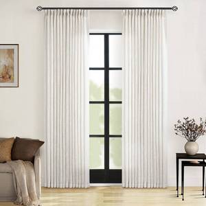 lot 9019 image: Neutral Pinch Pleated 86 Inch Curtains Semi Sheer Linen Blended, Natural
