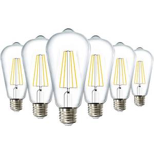 lot 9022 image: Sunco 6 Pack Edison Bulbs LED ST64 (ST19) Clear Glass Filament, Dimmable