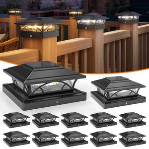 lot 9026 image: APONUO Solar Post Cap Lights 12 Pack - 4x4 5x5 6x6 Fence Post Lights, Auto OnOff, Waterproof IP64, 2-Mode (WarmCool White), Deck Patio Yard Solar Light for Wood & Vinyl Posts, Black