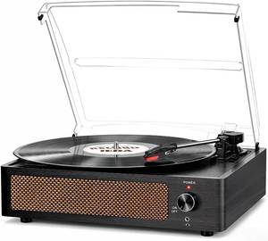 lot 9027 image: Seasonlife� Vinyl Record Player with Speakers,Wood Black Vintage Turntables