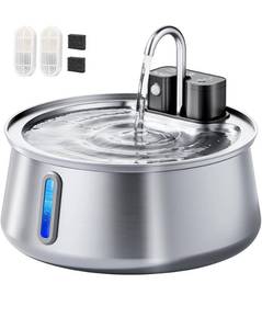 lot 9037 image: CEESC Cordless Cat Water Fountain, Stainless Steel, 4L135oz for CatsDogs