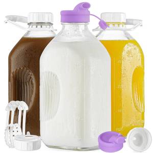 lot 9047 image: Ritayedet 64 Oz Glass Milk Jugs With Screw Lids, 3 Pack 2 Qt Glass Pitcher