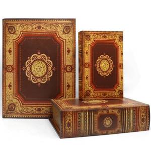 lot 9982 image: Decorative Book Boxes Set of 3, Faux Leather Hidden Storage, Classic