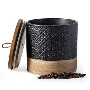 lot 9991 image: Miamolo Ceramic Coffee Container Jars with Airtight Lid, Black & 42 fl.oz