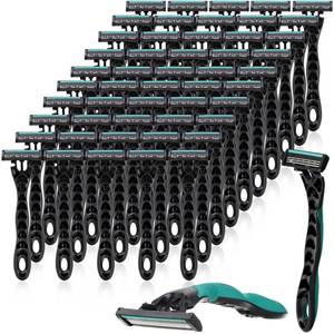 lot 9992 image: 50 Pcs Mens Disposable Razors Bulk 3 Blade, Individually Wrapped