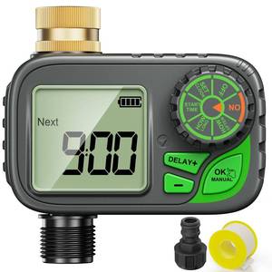 lot 10288 image: Sprinkler Timer Programmable Water Hose Timer with Rain Delay, Brass Inlet