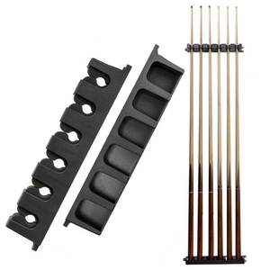 lot 10293 image: Go Pal CR1 Black Pool Cue Holder, Wall Mount Pool Stick Rack for 6 Cues Stick Storage, Pool Cue Set Rack, Pool Table Rods Organizer