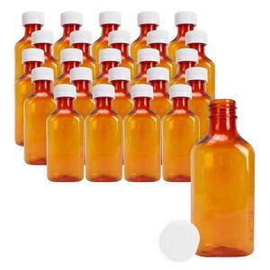 lot 10296 image: Generic Plastic Amber Oval Liquid Medicine Bottles, 4oz, (25 Count), Child Resistant CapSafety Lid, Pharmacy Prescription Dispensing Bottle