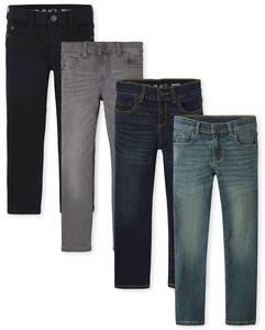 lot 10312 image: The Childrens Place Boys Basic Straight Leg Jeans,Carbon WashDk Juptier 2 piece,14S