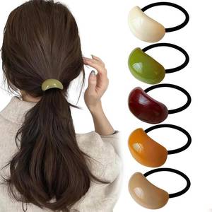 lot 10354 image: 5 Pack Decorative Hair Ties Acrylic Semi-Arc Ponytail Holders Elastics Hair Bands Ropes Ponytail Hair Accessories for Girl Women