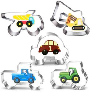lot 10366 image: LUBTOSMN 5 Pcs Construction Vehicles Cookie Cutters Set, Dishwasher-Safe
