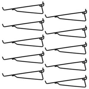 lot 10372 image: Pegboard Shelf Hooks, 10 Pack 8 Black Peg Board Brackets, Heavy Duty Steel