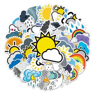 lot 10373 image: 50 PCS Unique Waterproof Weather Icon Vinyl Stickers Pack