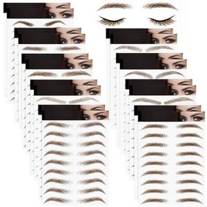 lot 10382 image: Blulu 18 Sheets Waterproof Eyebrow Tattoo Stickers, 180 Pairs, Brown
