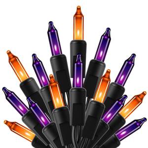 lot 10388 image: Orange & Purple Halloween Mini Lights,50 Count 10 Feet Mini String Lights