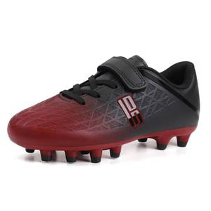 lot 10395 image: brooman Kids Firm Ground Soccer Cleats Boys Girls Athletic Outdoor Football Shoes (3.5,Black Red)