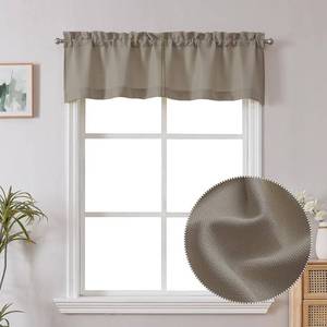 lot 10400 image: Chyhomenyc Stone Beige Valance for Windows, Faux Linen Slub Textured Semi Sheer Small Window Kitchen Valance Curtain, Rod Pocket Cafe Valance for Bathroom Laundry Basement, 30Wx14L inch, 2 Piece
