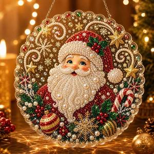 lot 10408 image: Christmas Pearl Diamond Painting Suncatcher Kit, Christmas Diamond Art Kit