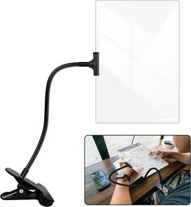 lot 10409 image: 5X Magnifying Glass with Clip for Reading, 10x6 inch Large Full Page Magnifier with Clamp Adjustable Flexible Gooseneck, Clip on Magnifying Glass for Daily Hobbies, Painting, Crafts, Embroidery