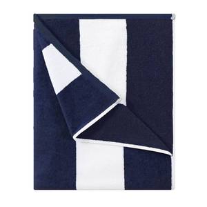 lot 10412 image: HENBAY Cotton Oversized Beach Towel - Large 70 x 35 Inch Pool Towel, Navy Blue Striped Quick Dry Swimming Cabana Towel