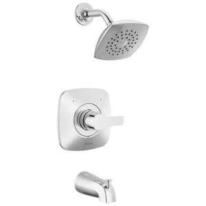 lot 11079 image: Delta Tub and Shower Trim Kit Single-Handle Chrome T144339-PP  Retail $221.30
